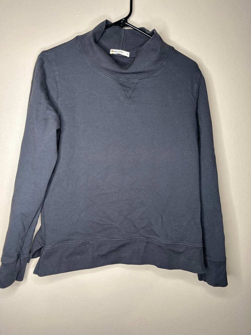 Women’s Medium Marine Layer Evie Funnel Neck Sweatshirt in Faded Black